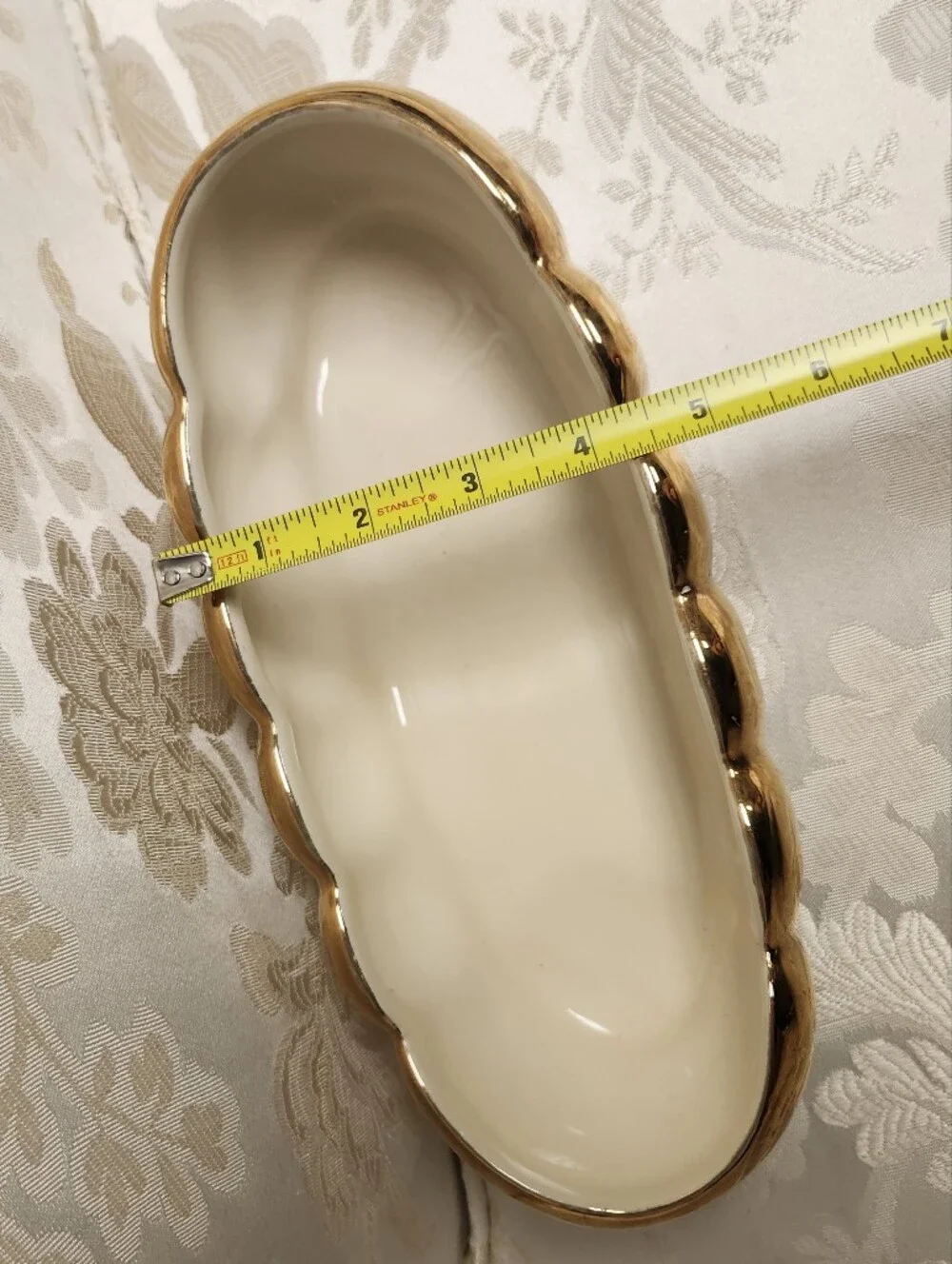 Vintage Mid Century Weeping Leaf Candy Dish & Sweyte Pottery Planter 22k Gold